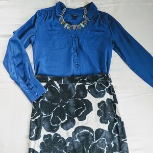 Cobalt Blue JCrew Silk Top